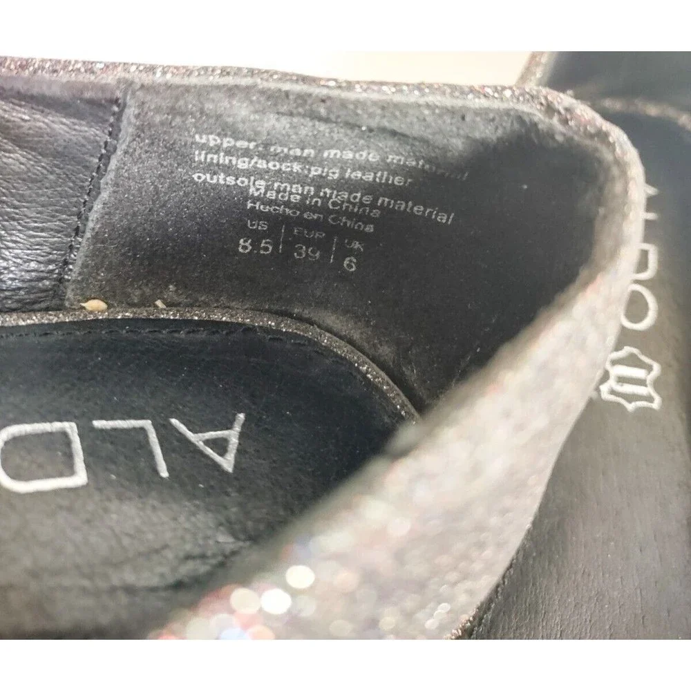 Aldo‎ Waelle Sparkly Glitter Silver Dressy Flats Pointed Toe Leather Lining 8.5